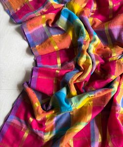 Brand New Vibrant Checked Saree with Tassels