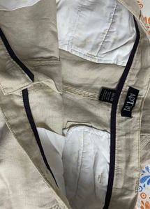 Beige Linen Drawstring Pants