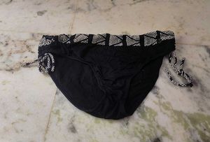 Stylish Black Bikini Bottom with Tassel Ties