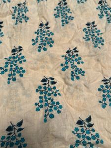 Cream Kurta with Blue Floral Print