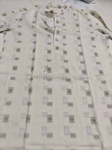 Men's Cotton White Printed Kurta