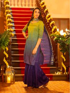 Aurelia Elegant Sequined Kurta with Sharara Set