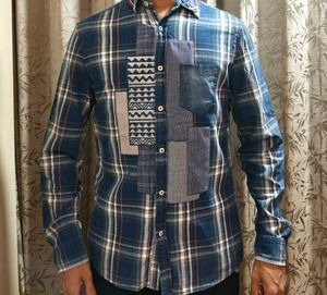 Desigual Blue Patchwork Plaid Shirt