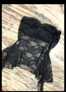Black Lace Strapless Corset Top