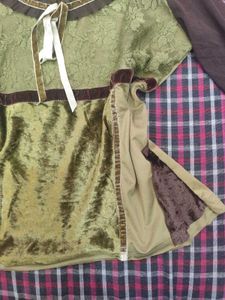 Vintage Green &amp; Brown Renaissance Blouse