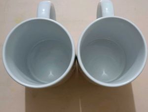 Set of 2 White Ceramic Mugs