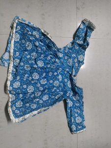 Blue white kurta sharara set