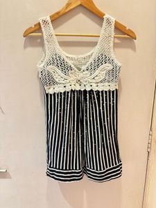 Chic Striped Crochet Top