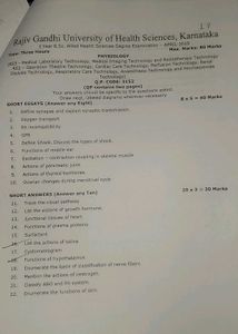 Physiology Exam Paper - RGUHS 2015