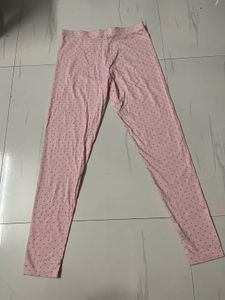 Cute Pink Heart Print Pajama Leggings