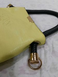 Guess Yellow Textured Handbag