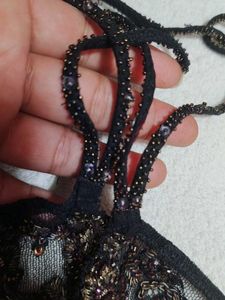 Designer Sheer Beaded Triangle Bra.. New