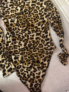 Leopard Print Turtleneck Bodysuit