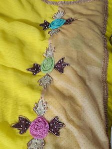 navratri Vibrant Yellow Embroidered Saree