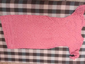 Pink Embroidered Sequined kurta