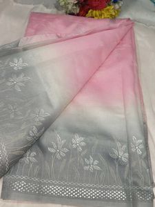 Elegant Pink &amp; Grey Ombre Saree with blouse