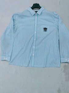 cotton Blue Striped Men's Shirt