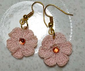 Handmade Pink Crochet Flower Earrings
