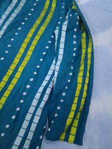 Teal &amp; Yellow Striped Kurta