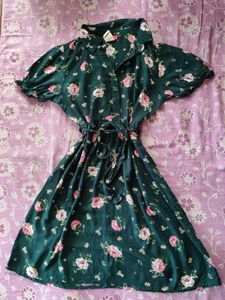 Vintage Floral Button-Up Midi Dress