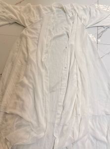 Elegant White Ruffle Abaya Gown