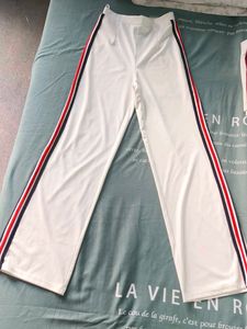 White Pants with Side Stripes