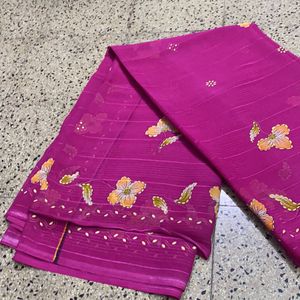 pink Color sareee without blouse( newfashion desig