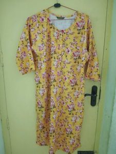 Yellow Floral Print popcorn Kurta