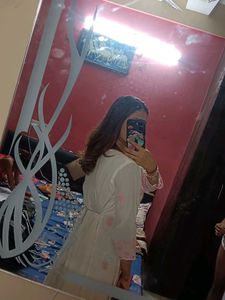 Elegant White &amp; Pink Kurta