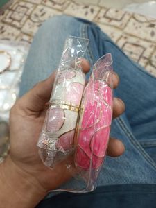 Chic Pink &amp; White Enamel Bangle set
