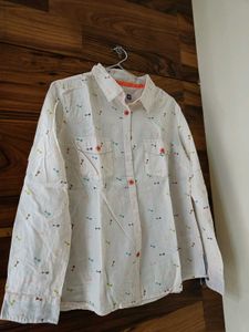 Cute Bow Print Button-Up Shirt