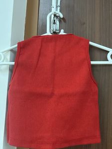 Red Ribbed Sleeveless Top
