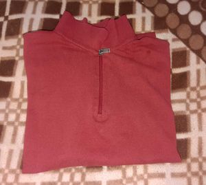 Red Quarter-Zip Pullover Shirt