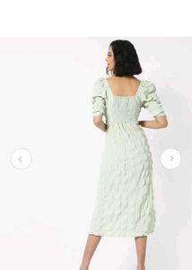 iNSTAFAB Light Green Puff Sleeve Mini Dress