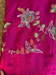 Embroidered Magenta Kurta set