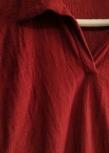 Red Collared Short Sleeve Top