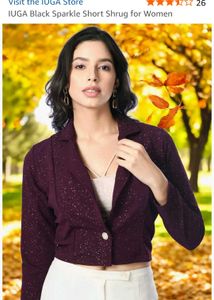 Sparkling Black Cropped Shrug Jacket