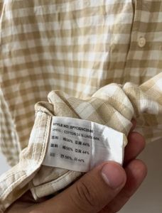 SPAO Men's Beige Gingham Button-Down Shirt