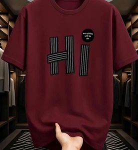 Maroon "HI" Graphic T-Shirt