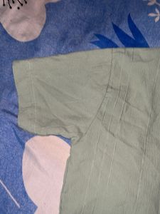 Light Green Striped Short Sleeve Shirt