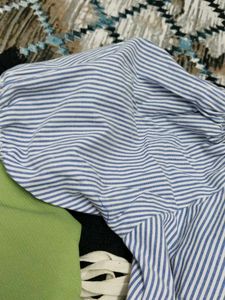 Cute Striped Puff Sleeve Top