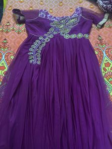 Elegant Purple Embellished Anarkali Gown