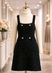 korean Chic Black Pinafore Dress