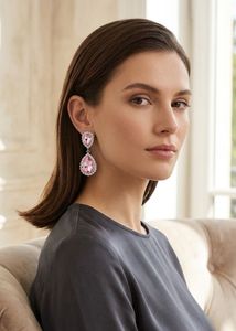 New Pink Crystal Drop Earrings