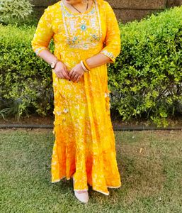 Jaipuri Anarkali Bandhni Print
