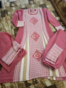 woolen Elegant Pink Kurta Set