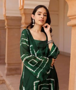 Green Tie-Dye Kurta Set