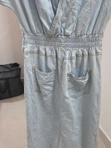 Light Wash Denim Button-Up Midi Dress