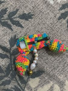 Handmade Crochet Hair Clip with Pearls &amp; Bell