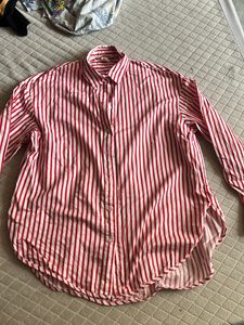 Red & White Stripe Button-Up Shirt